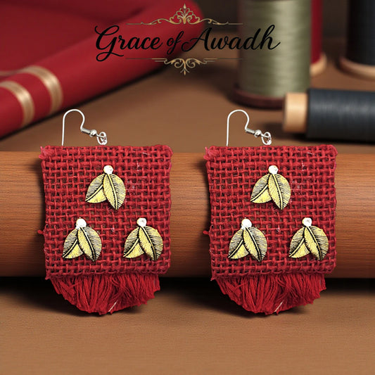 Gulnaar-e-Mohabbat | Red Handwoven Fringe Danglers