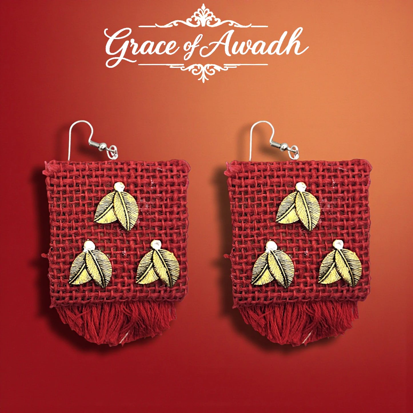 Gulnaar-e-Mohabbat | Red Handwoven Fringe Danglers