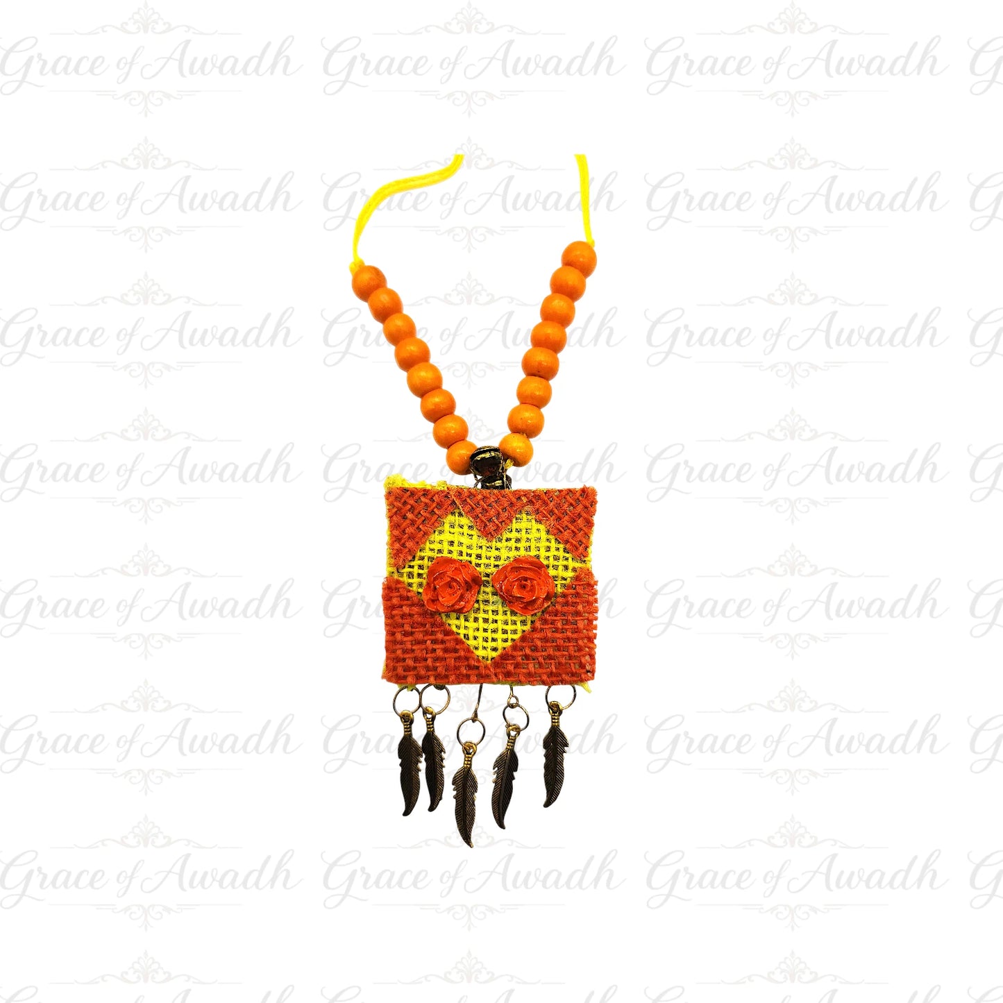 Suraj-e-Nazakat | Orange & Yellow Handcrafted Necklace Set with Earrings – Festive Heritage