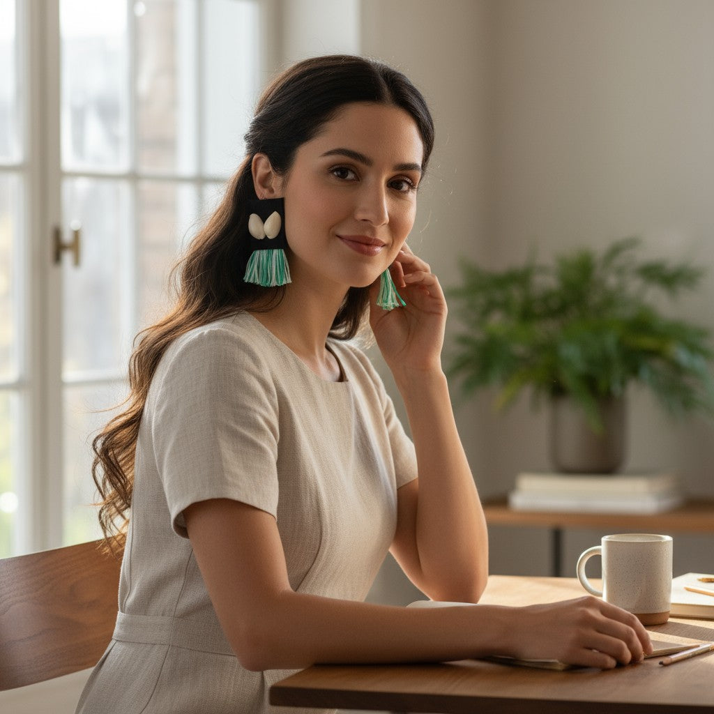 Gehna-e-Samundar | Cowrie Shell Fabric Tassel Earrings – Heritage Coastal Luxe