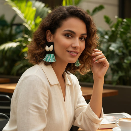 Gehna-e-Samundar | Cowrie Shell Fabric Tassel Earrings – Heritage Coastal Luxe