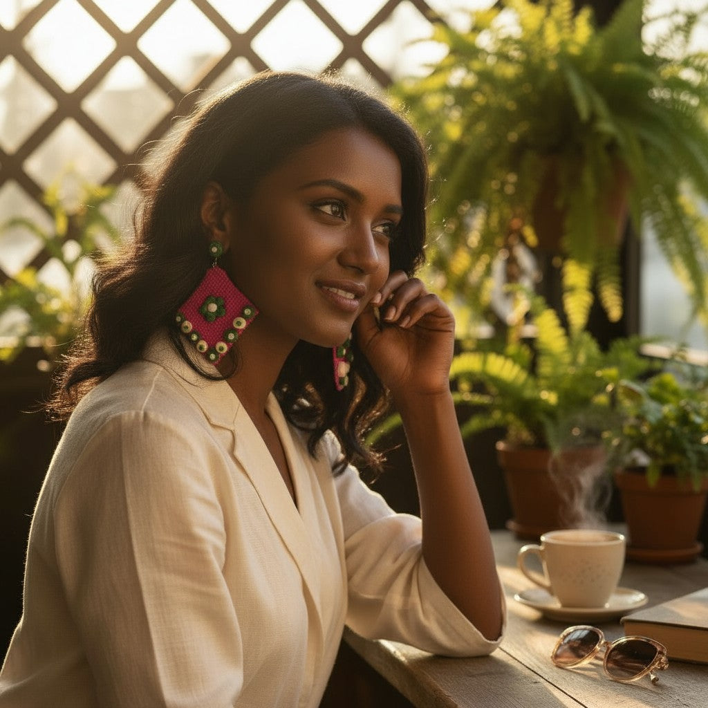 Phool-e-Nazakat | Floral Fabric Charm Earrings – Heritage Boho Edit