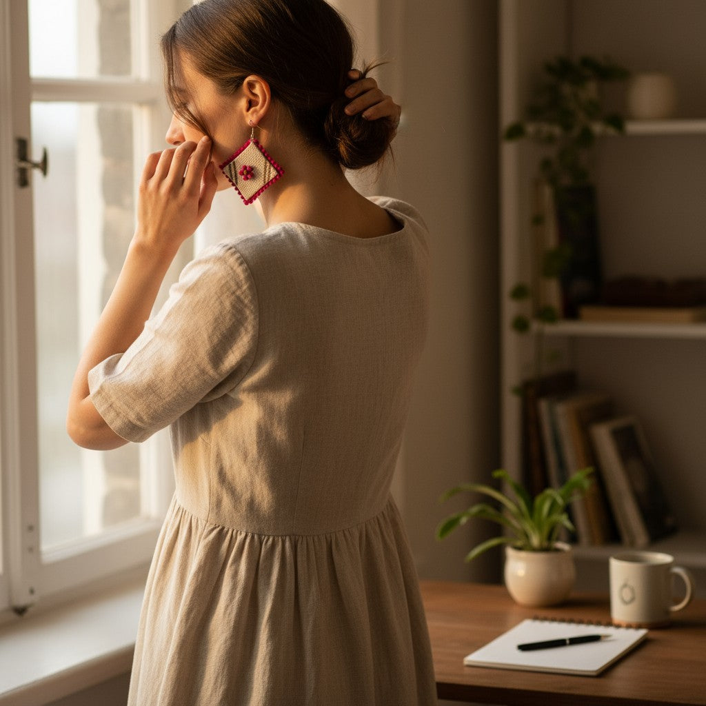 Phool-e-Nazakat | Floral Fabric Charm Earrings – Heritage Boho Edit