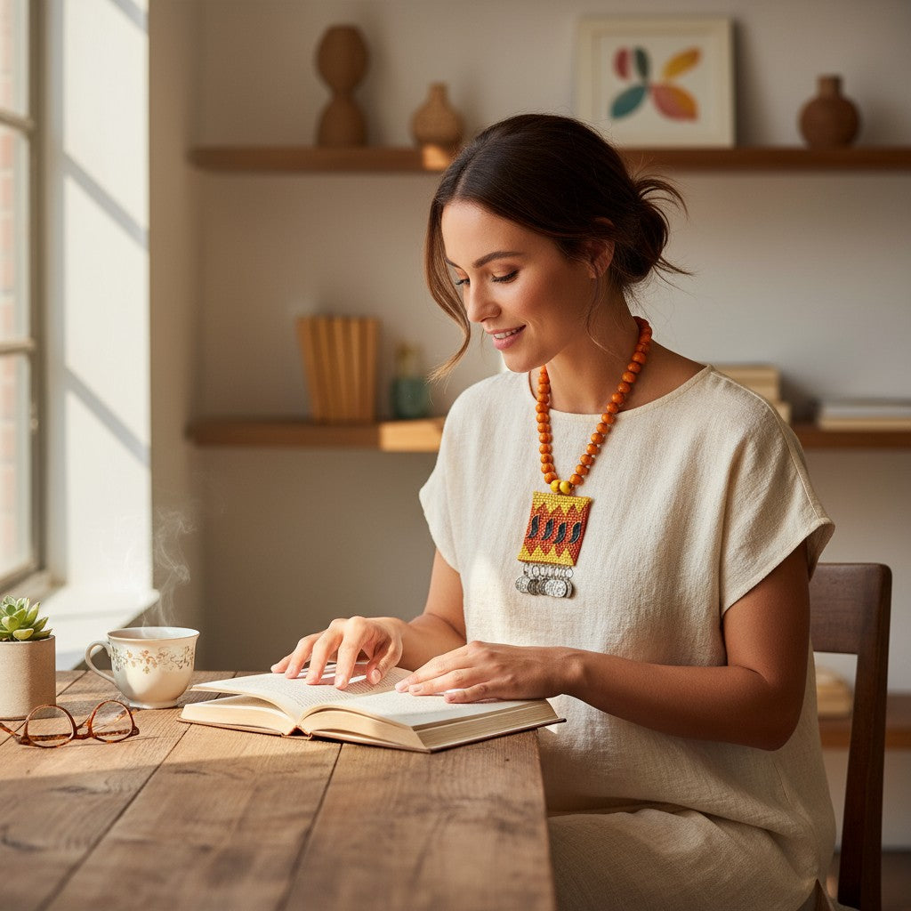 Surajmukhi-e-Jashn | Yellow & Orange Handcrafted Necklace Set with Earrings – Festive Coin Charm