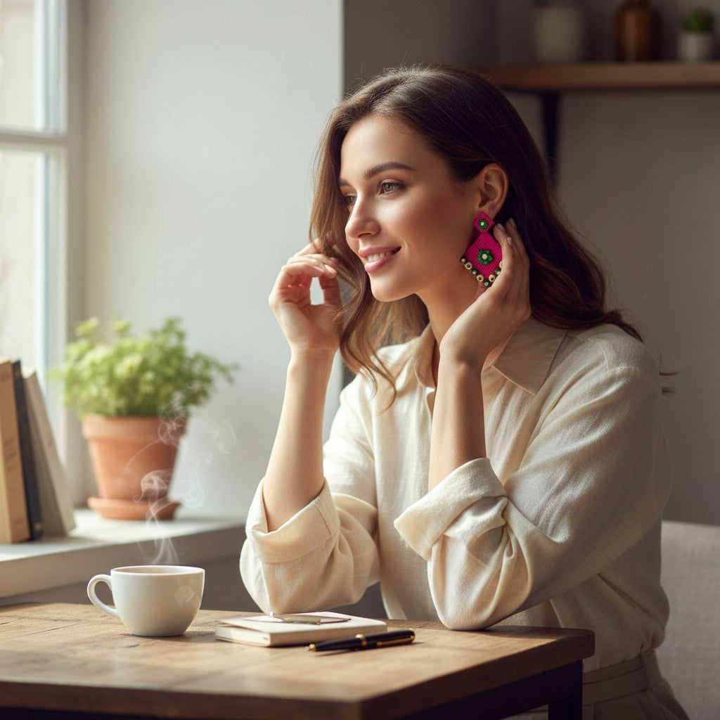 Phool-e-Nazakat | Floral Fabric Charm Earrings – Heritage Boho Edit