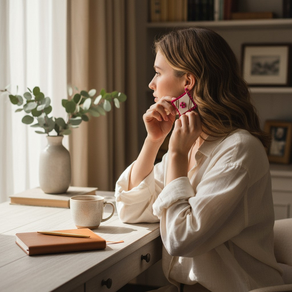 Phool-e-Nazakat | Floral Fabric Charm Earrings – Heritage Boho Edit