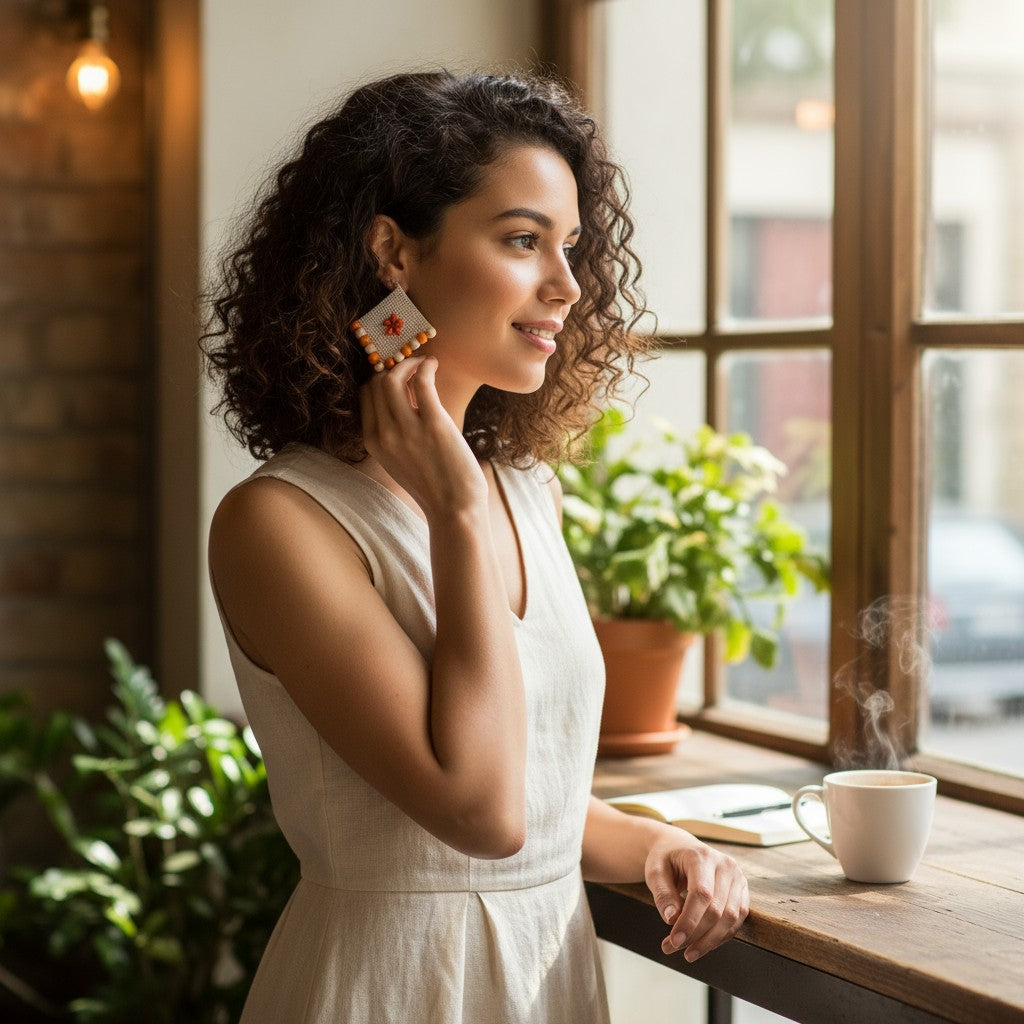 Phool-e-Nazakat | Floral Fabric Charm Earrings – Heritage Boho Edit