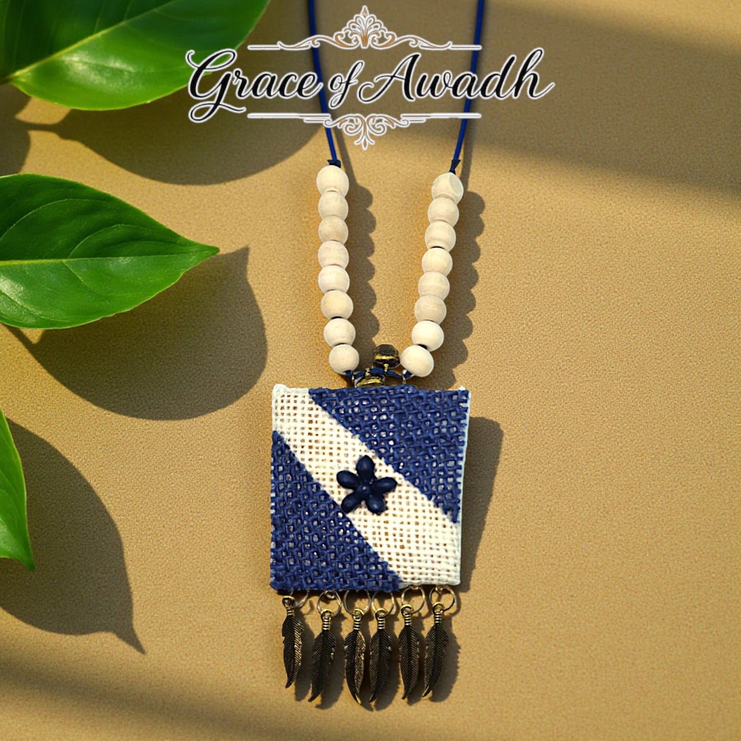 Neel-e-Noor | Blue & Ivory Handcrafted Necklace Set with Earrings – Boho Heritage Luxe  Description: