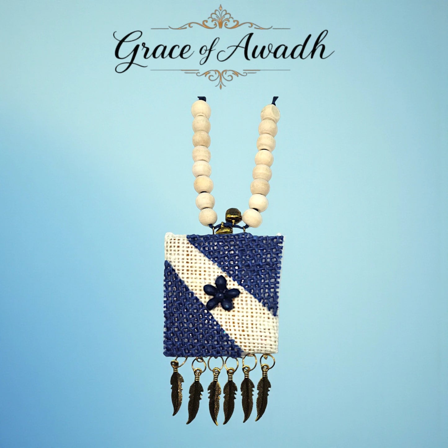 Neel-e-Noor | Blue & Ivory Handcrafted Necklace Set with Earrings – Boho Heritage Luxe  Description: