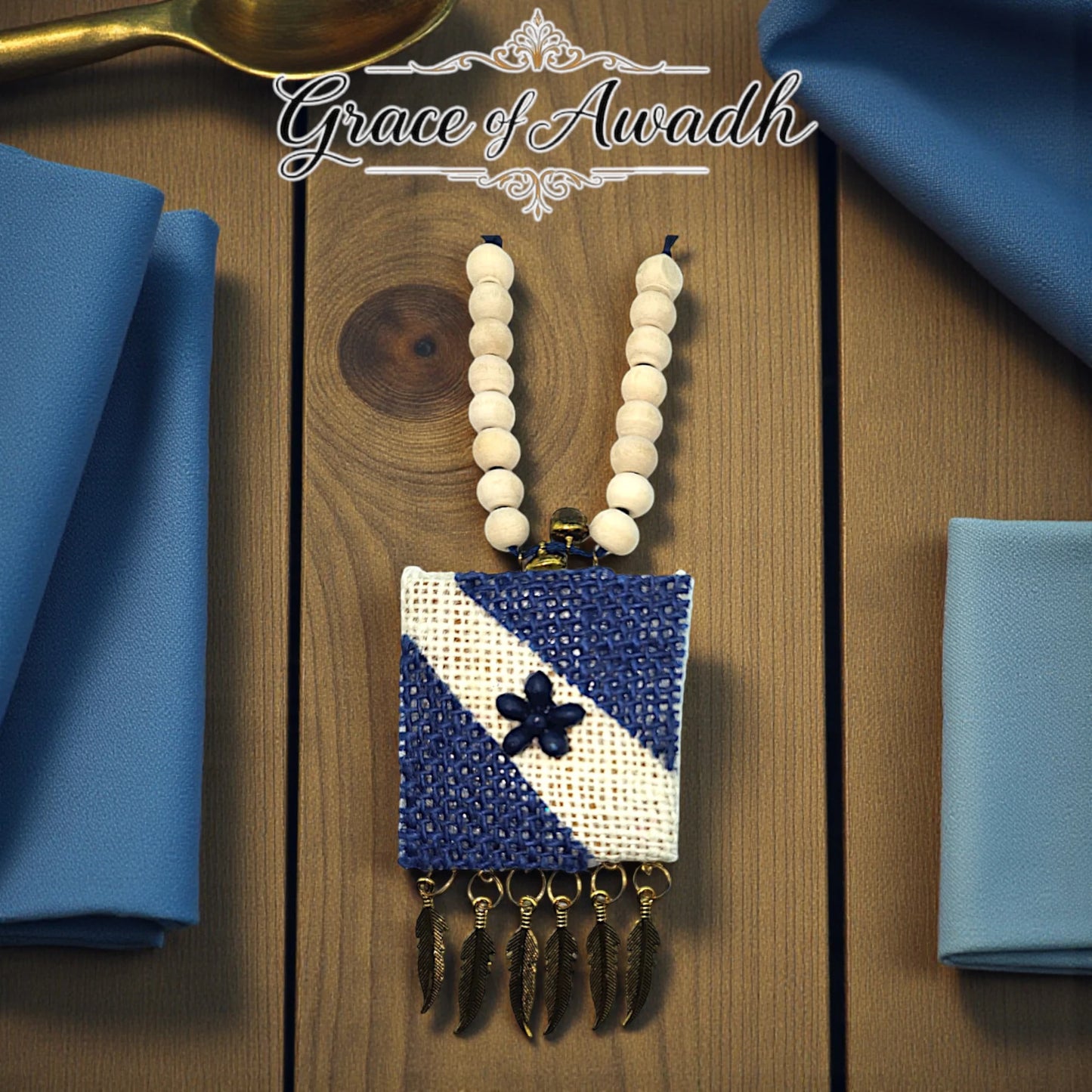 Neel-e-Noor | Blue & Ivory Handcrafted Necklace Set with Earrings – Boho Heritage Luxe  Description: