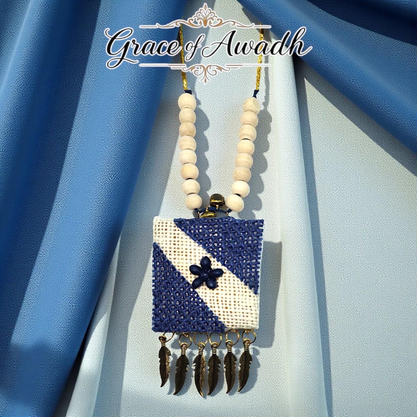 Neel-e-Noor | Blue & Ivory Handcrafted Necklace Set with Earrings – Boho Heritage Luxe  Description: