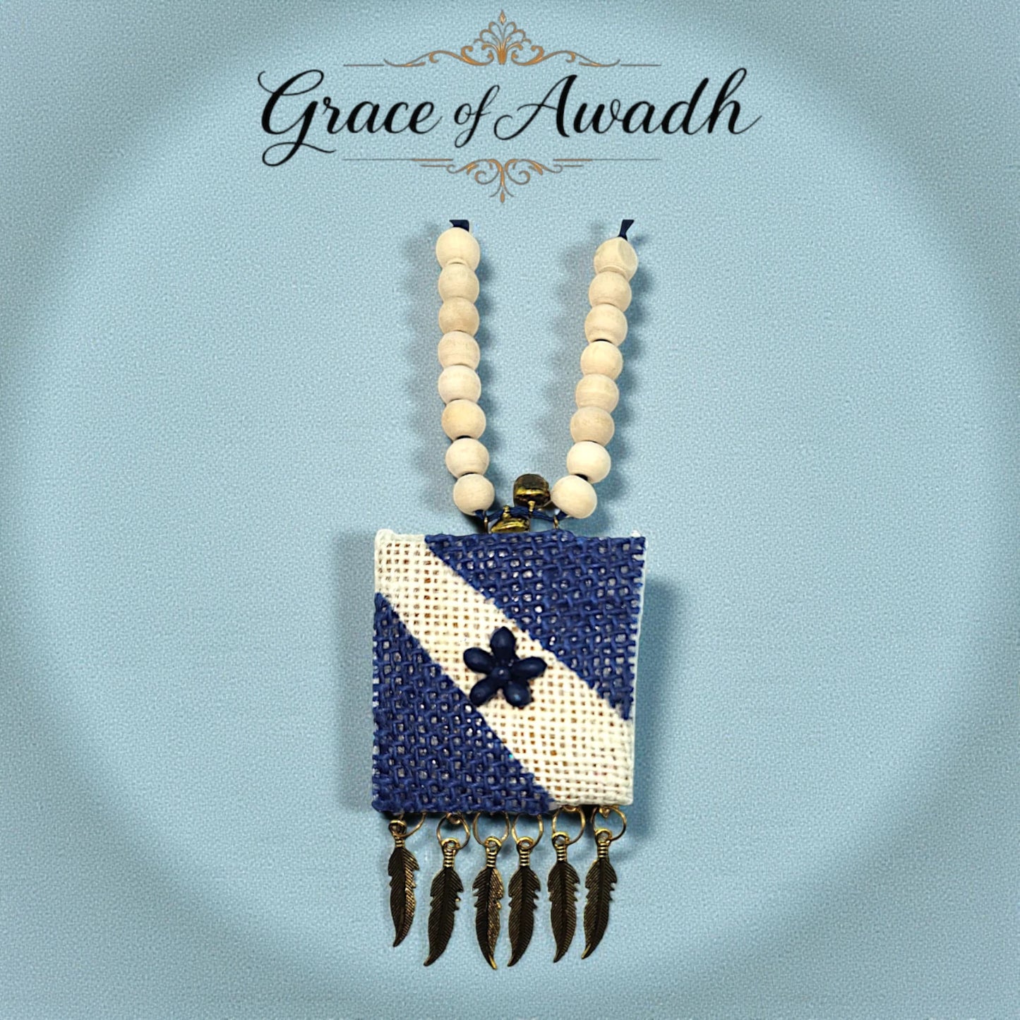 Neel-e-Noor | Blue & Ivory Handcrafted Necklace Set with Earrings – Boho Heritage Luxe  Description: