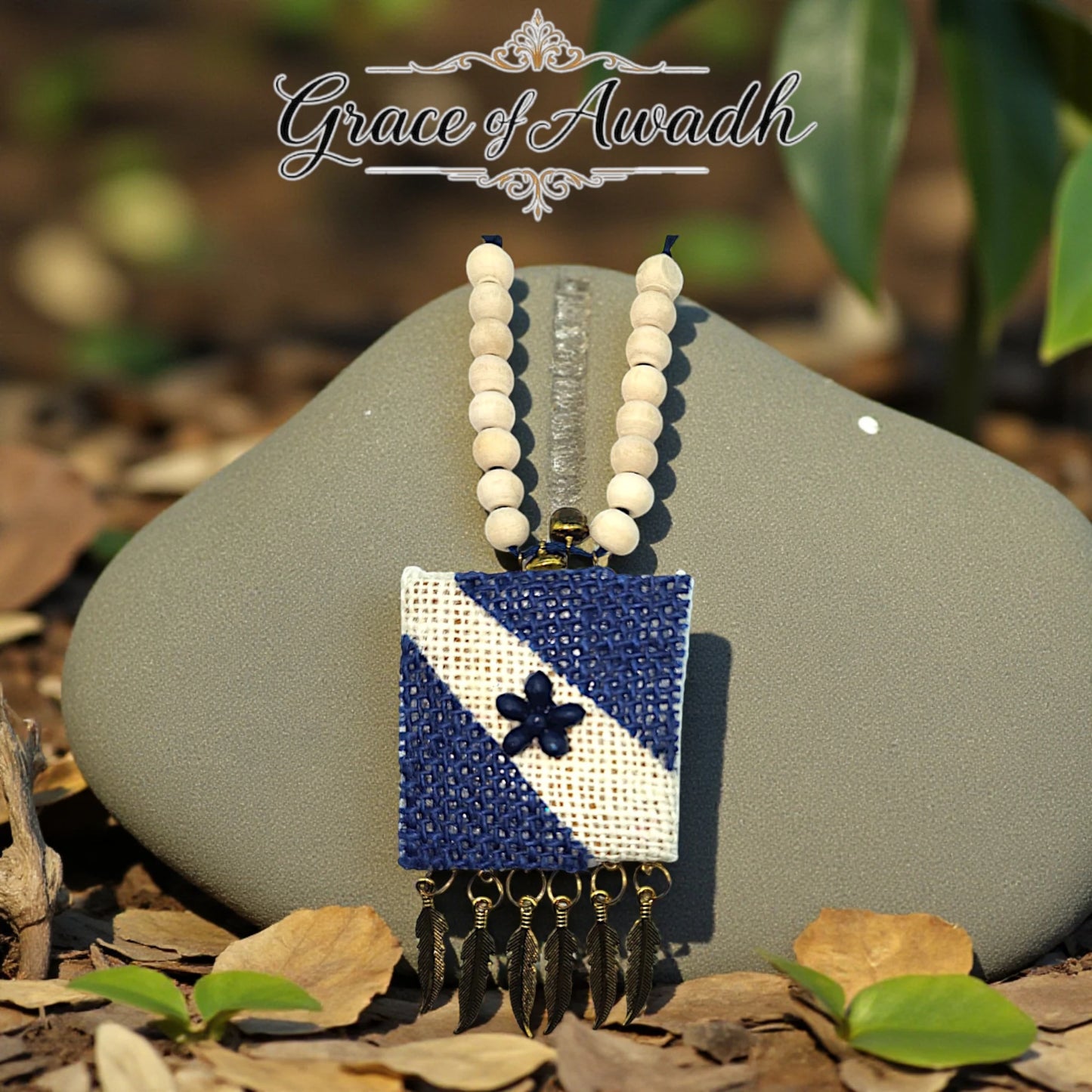 Neel-e-Noor | Blue & Ivory Handcrafted Necklace Set with Earrings – Boho Heritage Luxe  Description:
