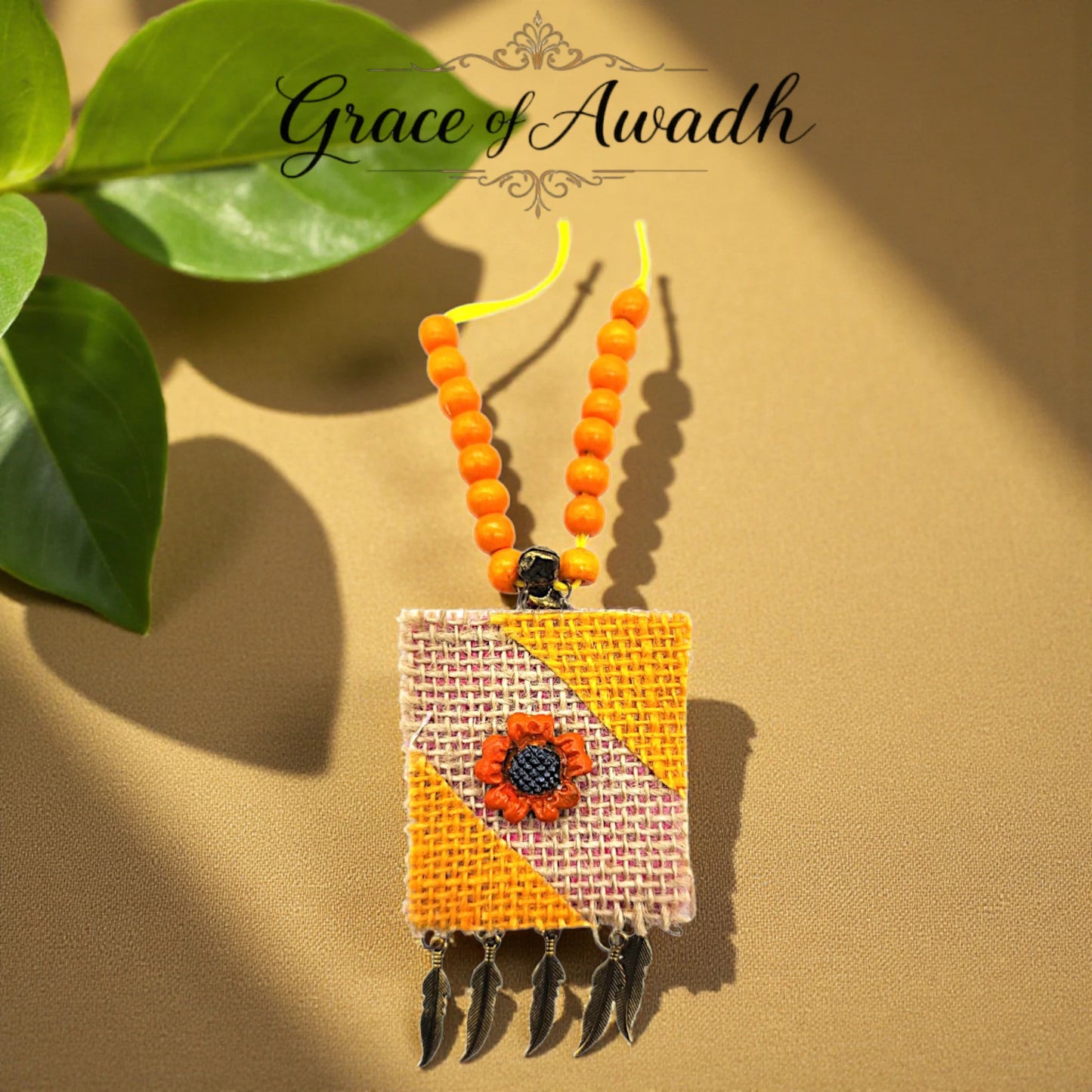 Suraj-e-Nazakat | Orange & Yellow Handcrafted Necklace Set with Earrings – Festive Heritage