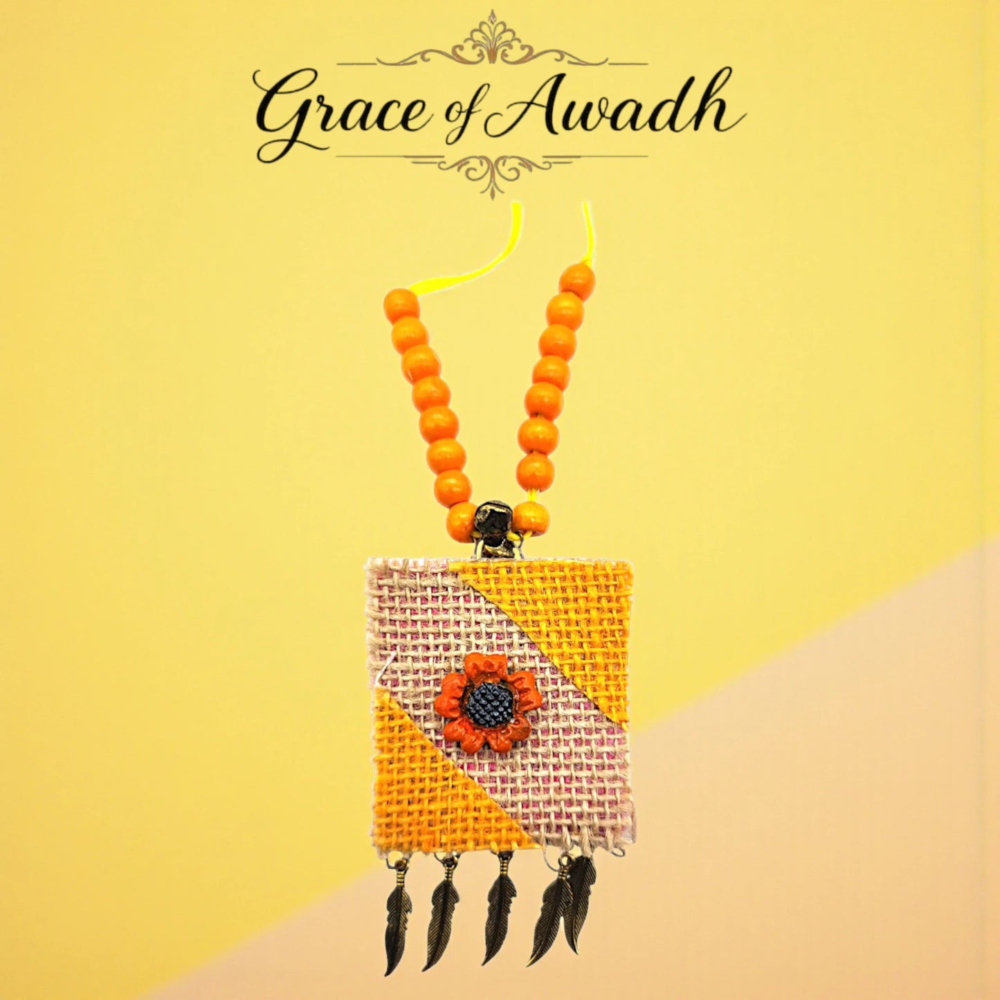 Suraj-e-Nazakat | Orange & Yellow Handcrafted Necklace Set with Earrings – Festive Heritage