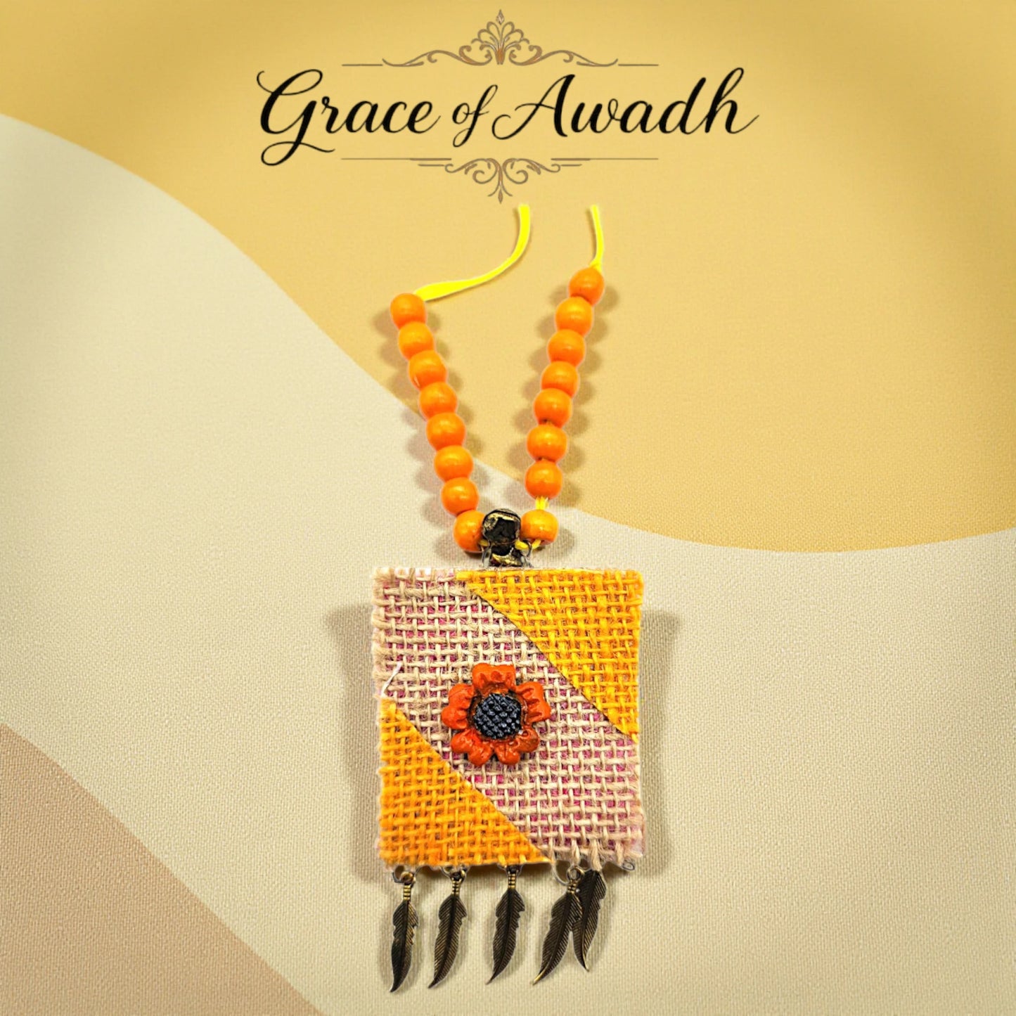 Suraj-e-Nazakat | Orange & Yellow Handcrafted Necklace Set with Earrings – Festive Heritage