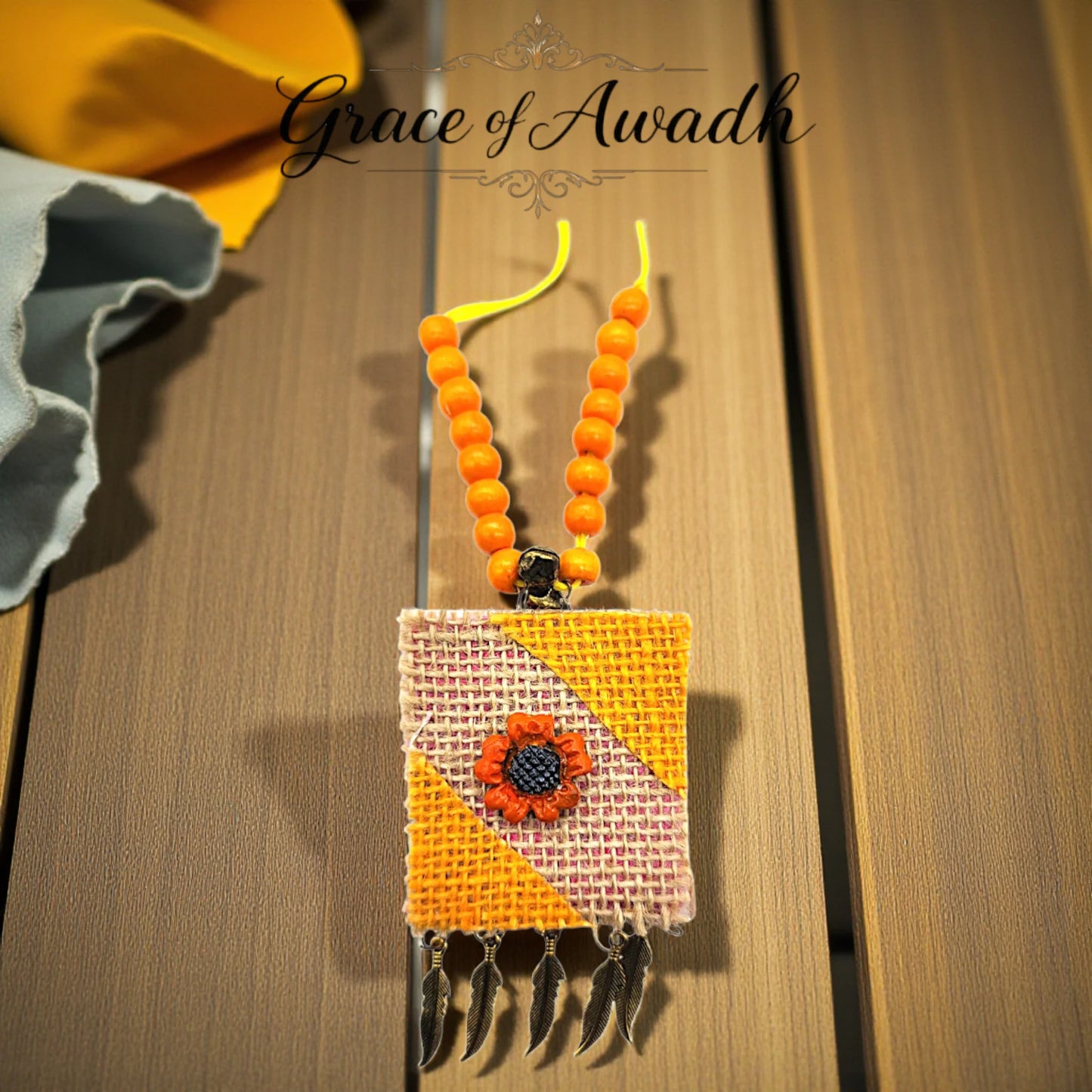 Suraj-e-Nazakat | Orange & Yellow Handcrafted Necklace Set with Earrings – Festive Heritage