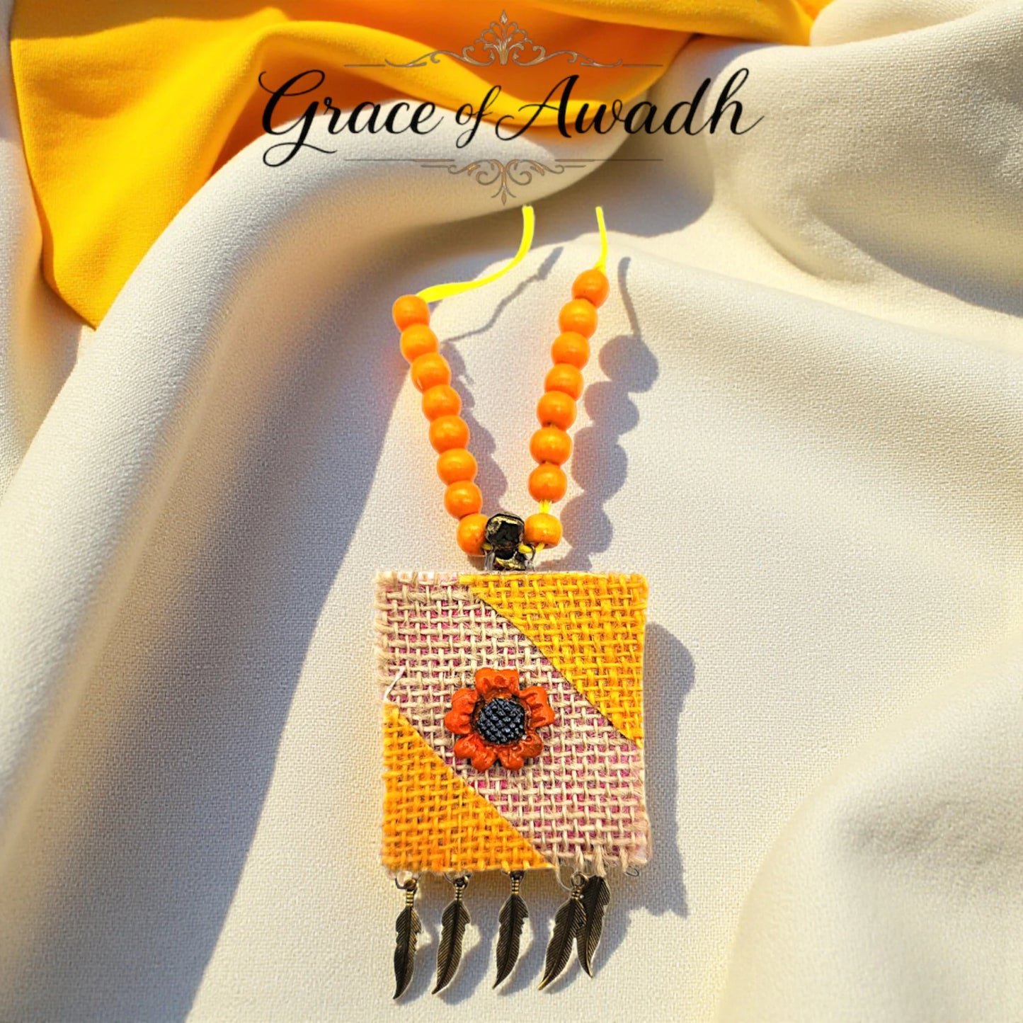 Suraj-e-Nazakat | Orange & Yellow Handcrafted Necklace Set with Earrings – Festive Heritage