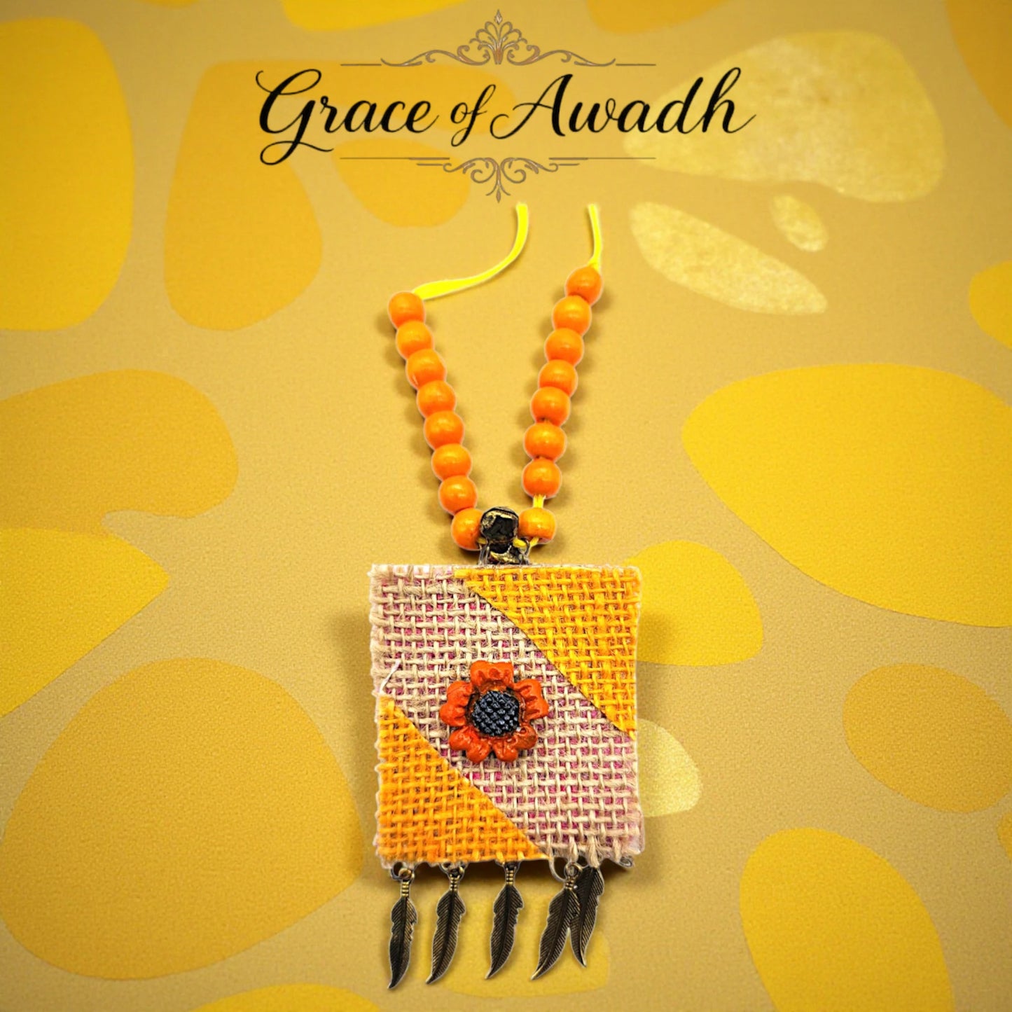 Suraj-e-Nazakat | Orange & Yellow Handcrafted Necklace Set with Earrings – Festive Heritage