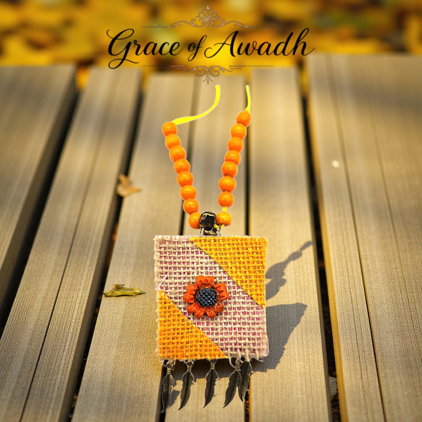 Suraj-e-Nazakat | Orange & Yellow Handcrafted Necklace Set with Earrings – Festive Heritage