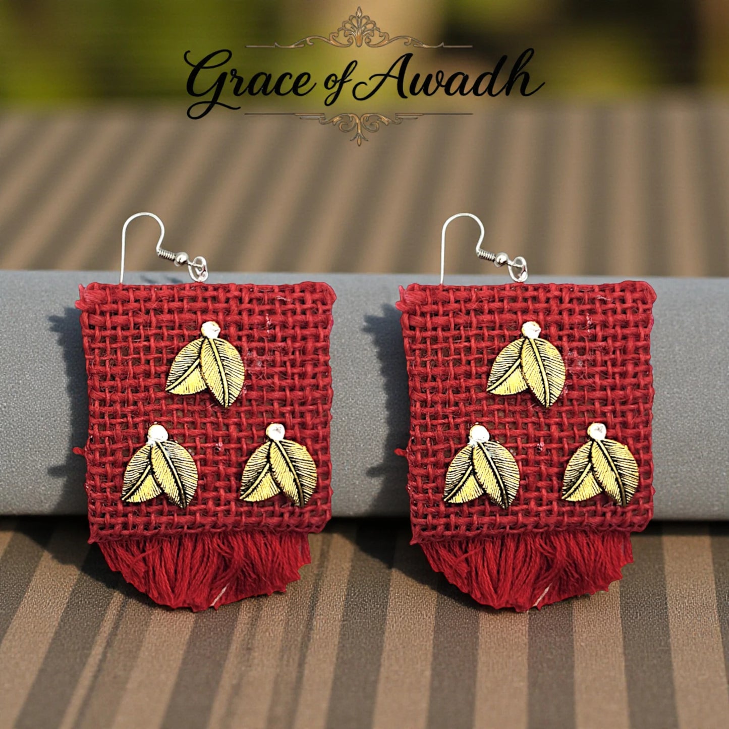 Gulnaar-e-Mohabbat | Red Handwoven Fringe Danglers