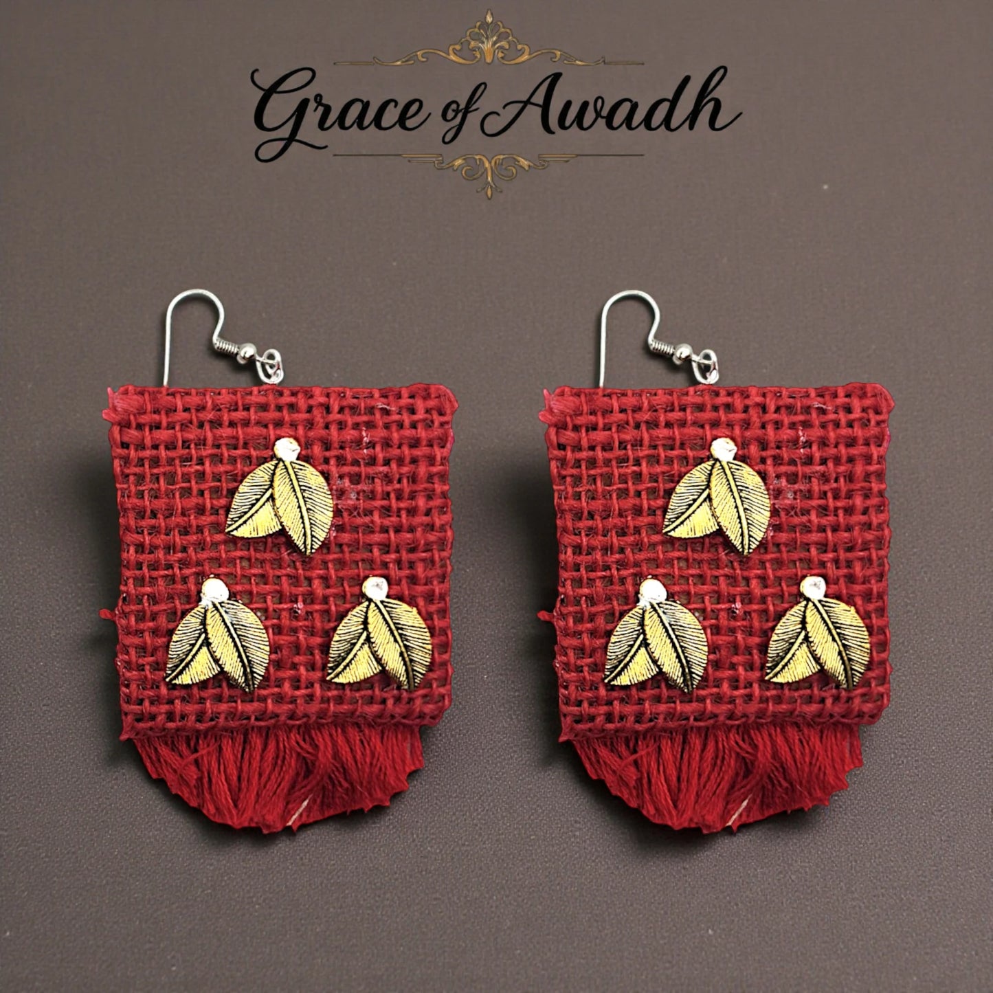 Gulnaar-e-Mohabbat | Red Handwoven Fringe Danglers