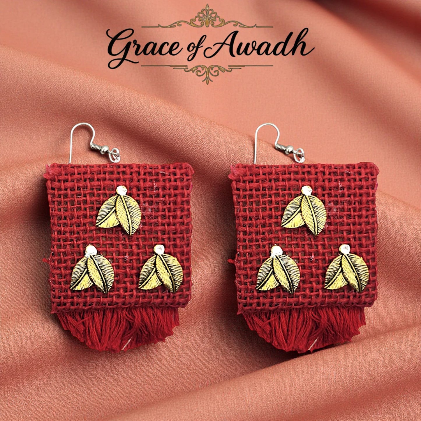 Gulnaar-e-Mohabbat | Red Handwoven Fringe Danglers