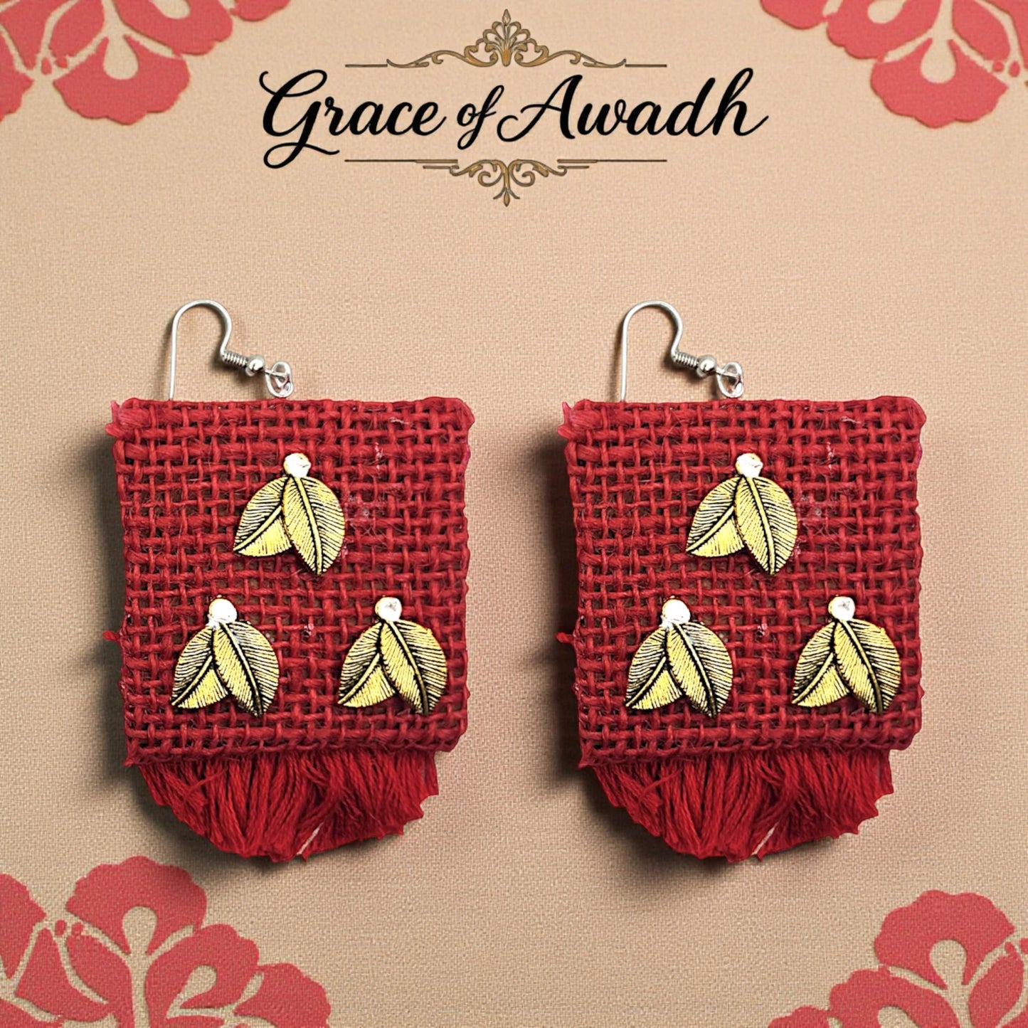 Gulnaar-e-Mohabbat | Red Handwoven Fringe Danglers