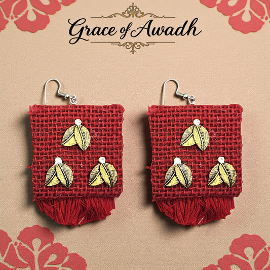 Gulnaar-e-Mohabbat | Red Handwoven Fringe Danglers