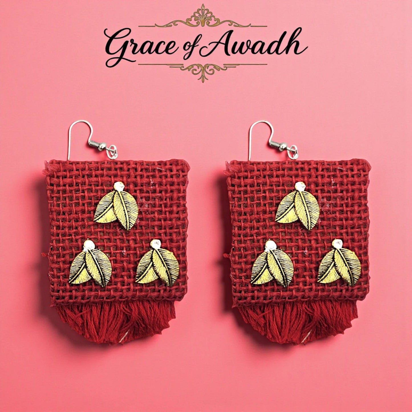 Gulnaar-e-Mohabbat | Red Handwoven Fringe Danglers