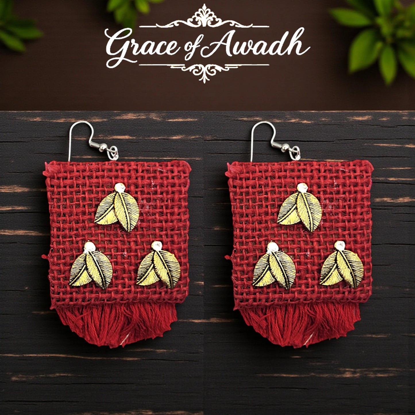 Gulnaar-e-Mohabbat | Red Handwoven Fringe Danglers