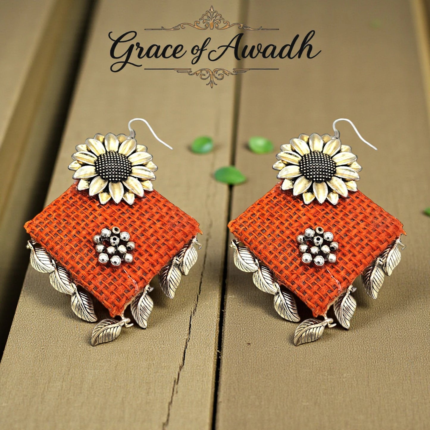 Sunflower Noor – Orange Fabric Danglers