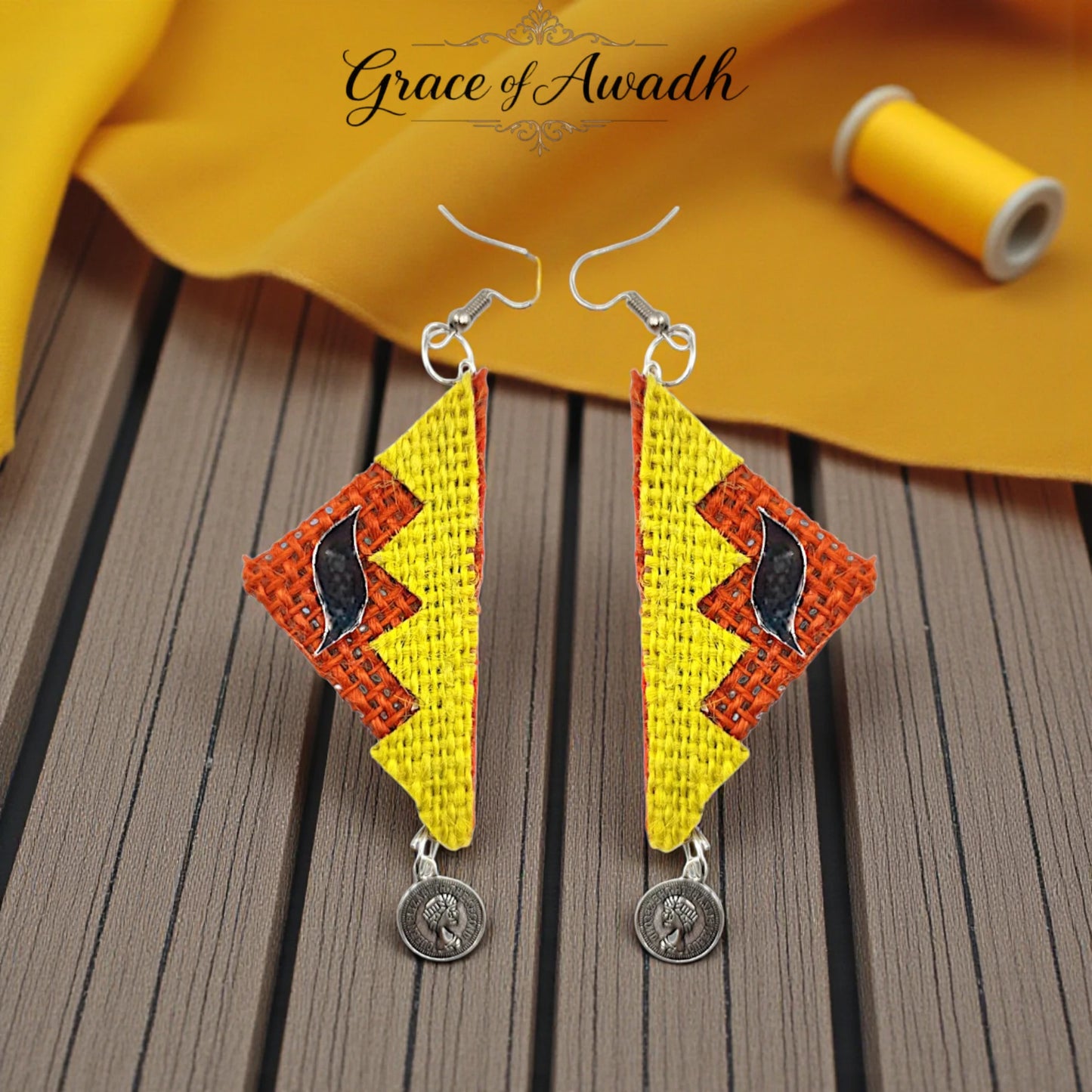 Surajmukhi-e-Jashn | Yellow & Orange Handcrafted Necklace Set with Earrings – Festive Coin Charm