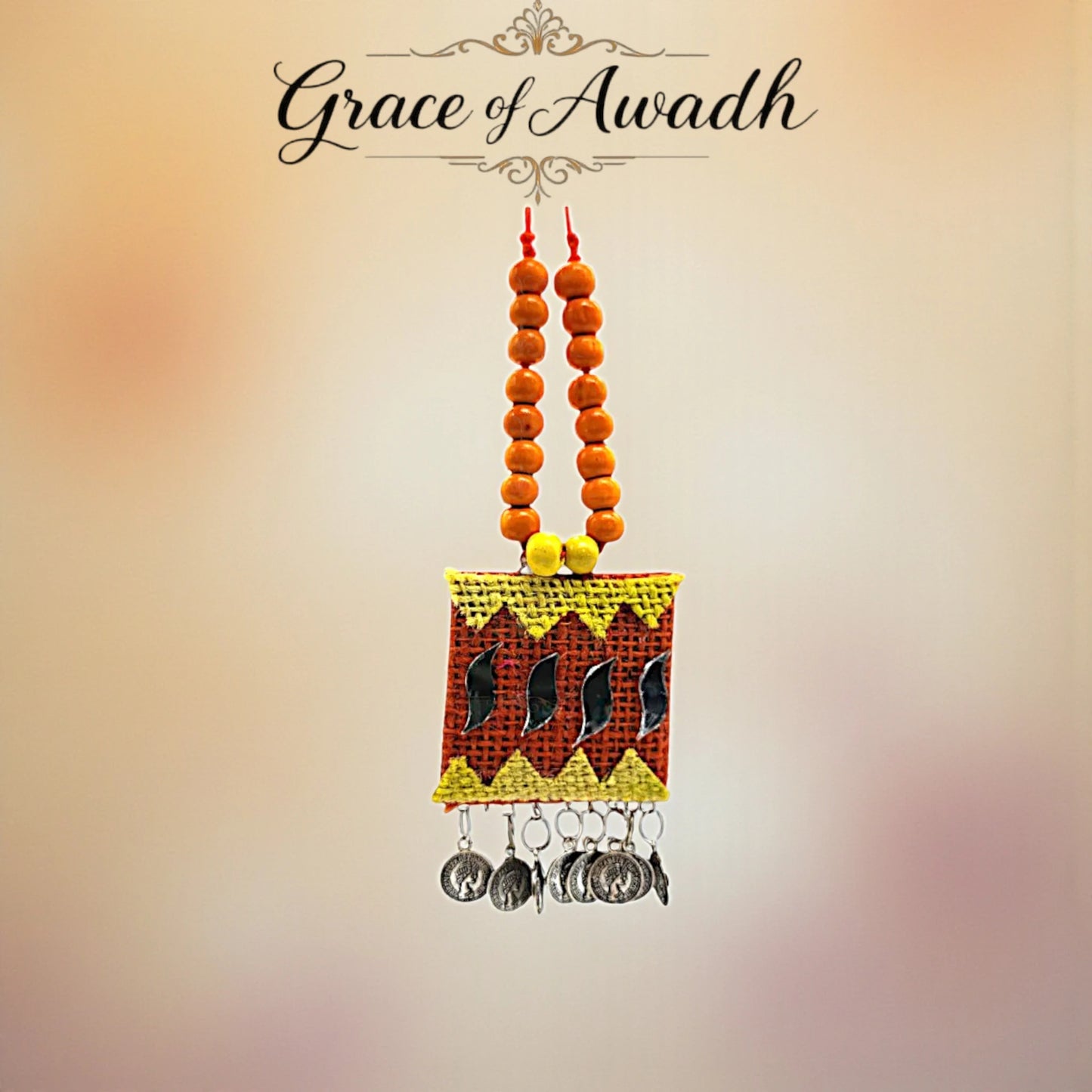 Surajmukhi-e-Jashn | Yellow & Orange Handcrafted Necklace Set with Earrings – Festive Coin Charm