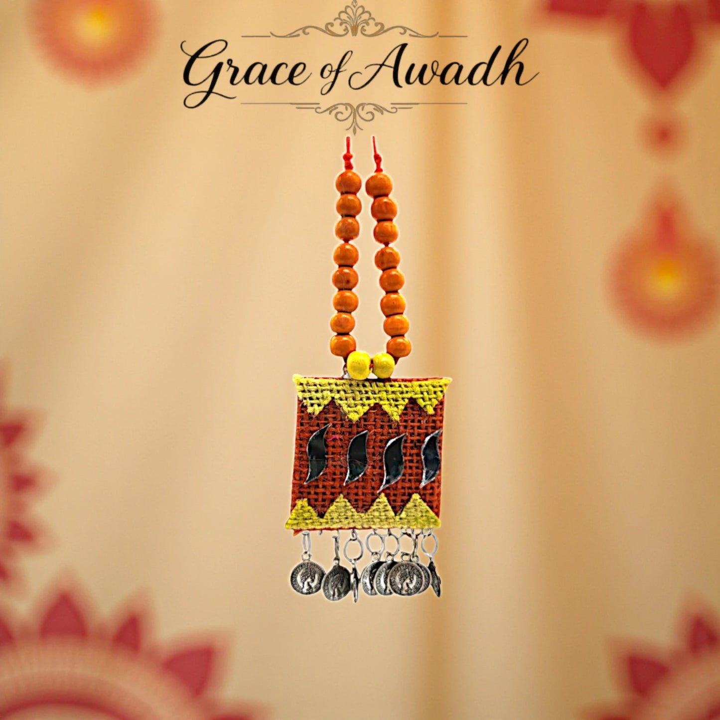 Surajmukhi-e-Jashn | Yellow & Orange Handcrafted Necklace Set with Earrings – Festive Coin Charm