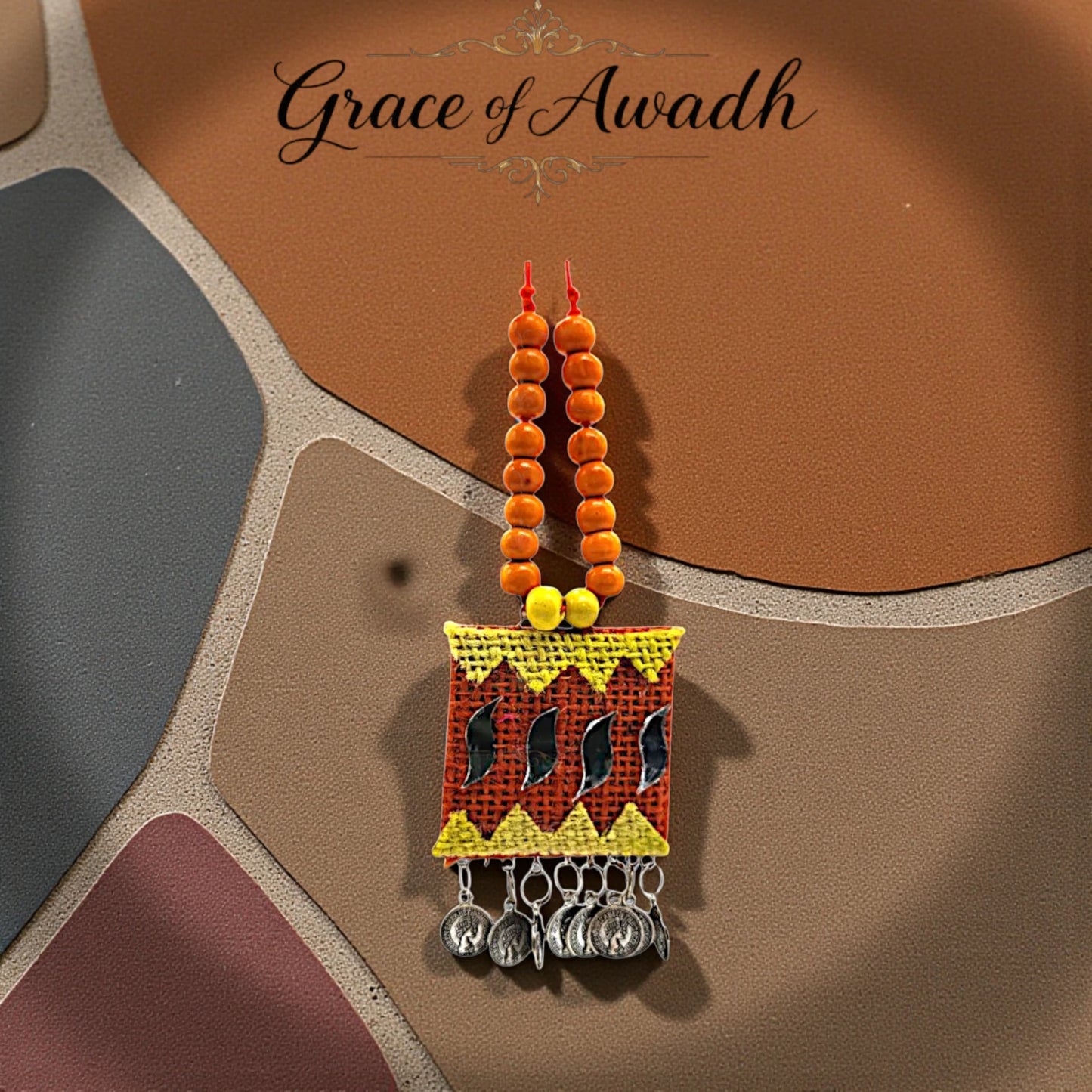 Surajmukhi-e-Jashn | Yellow & Orange Handcrafted Necklace Set with Earrings – Festive Coin Charm