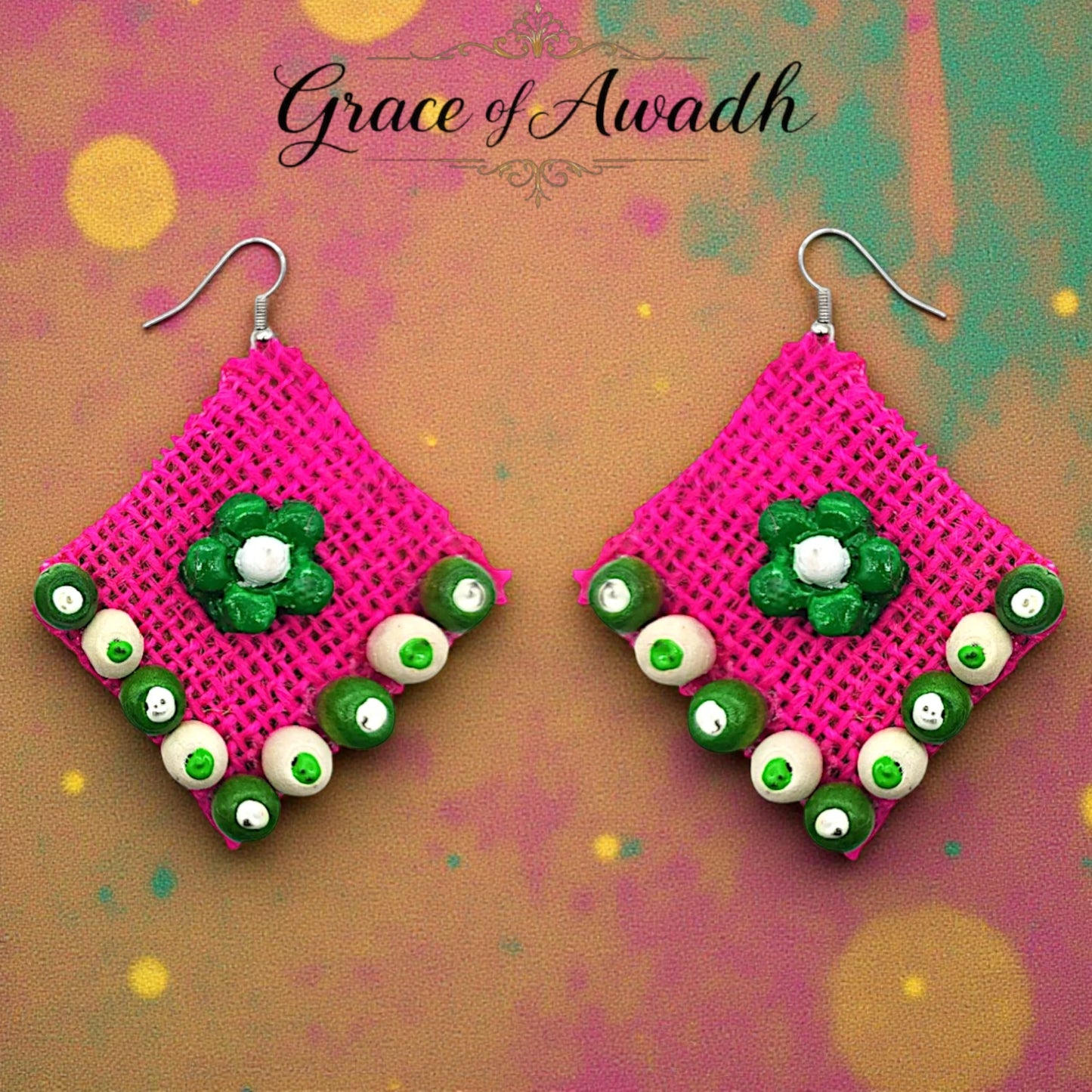 Phool-e-Nazakat | Floral Fabric Charm Earrings – Heritage Boho Edit