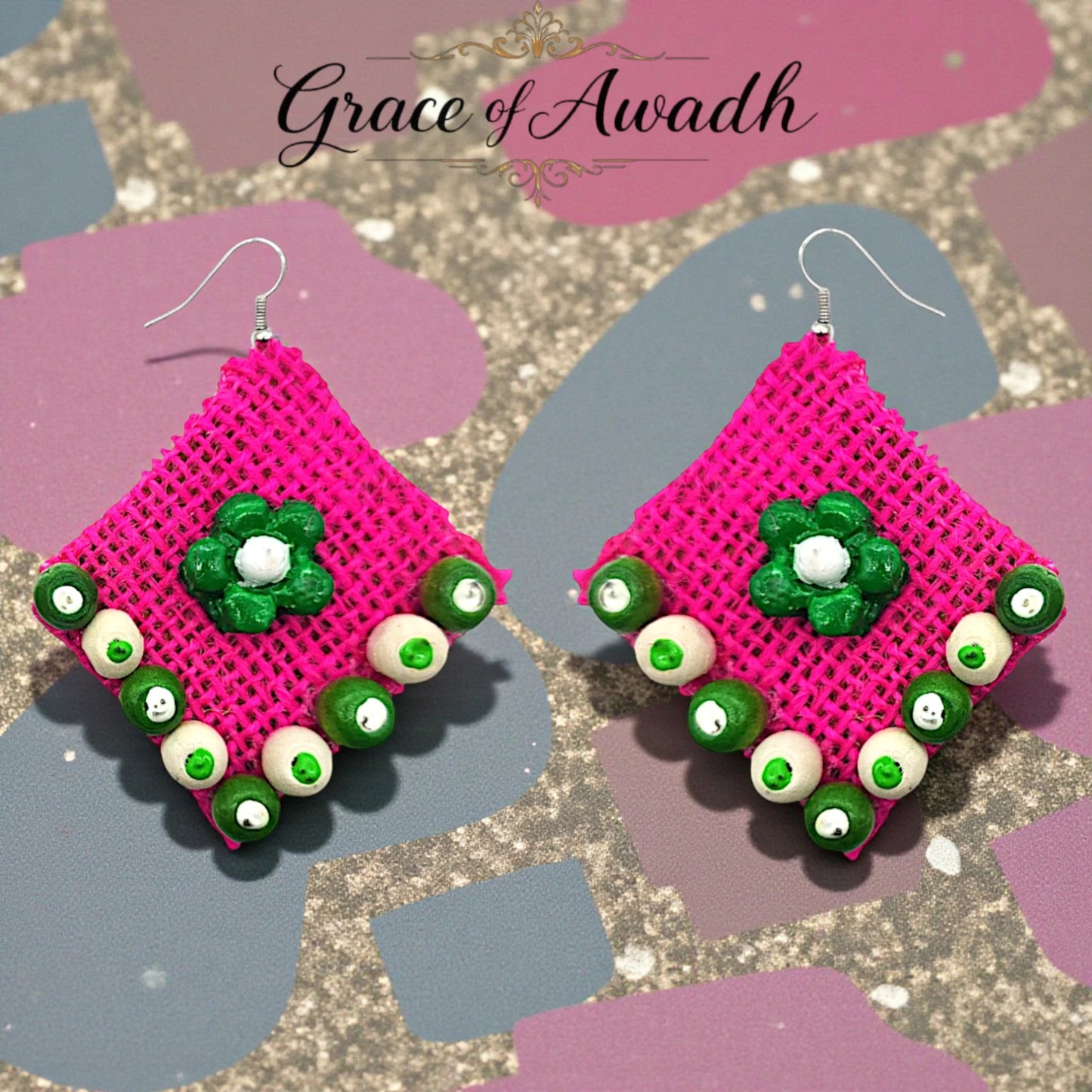 Phool-e-Nazakat | Floral Fabric Charm Earrings – Heritage Boho Edit