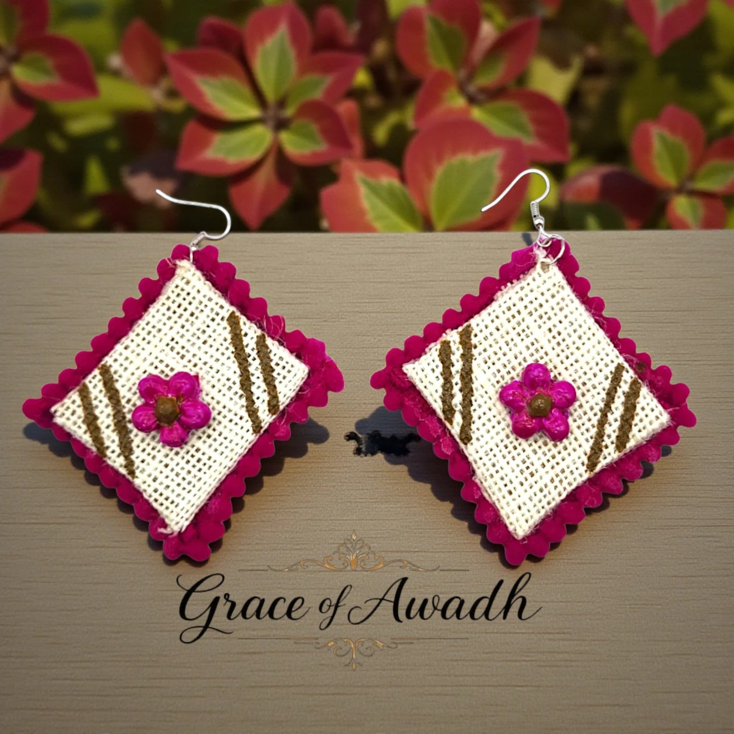 Phool-e-Nazakat | Floral Fabric Charm Earrings – Heritage Boho Edit