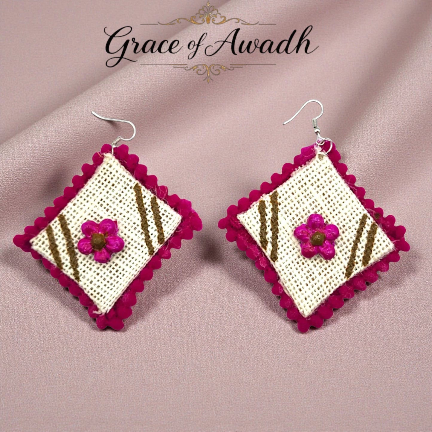 Phool-e-Nazakat | Floral Fabric Charm Earrings – Heritage Boho Edit