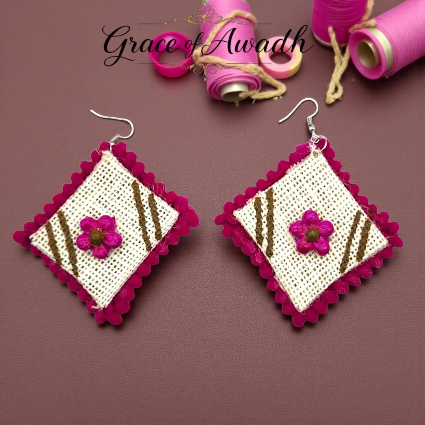 Phool-e-Nazakat | Floral Fabric Charm Earrings – Heritage Boho Edit