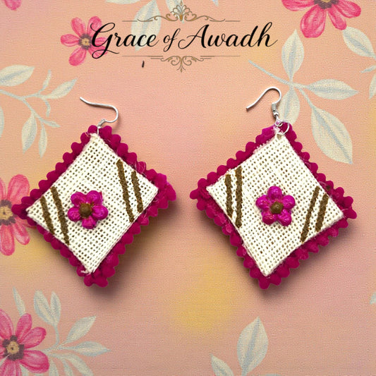 Phool-e-Nazakat | Floral Fabric Charm Earrings – Heritage Boho Edit