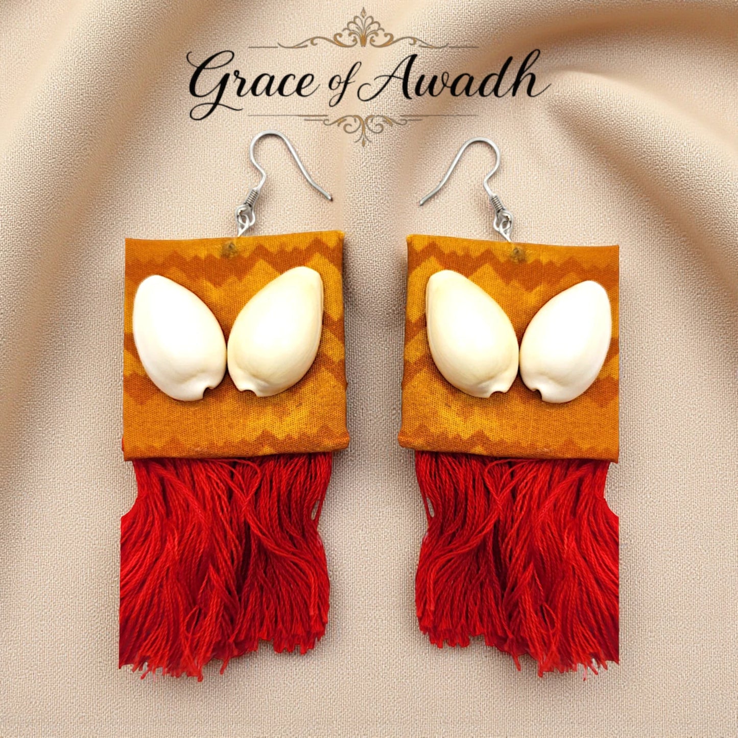 Gehna-e-Samundar | Cowrie Shell Fabric Tassel Earrings – Heritage Coastal Luxe
