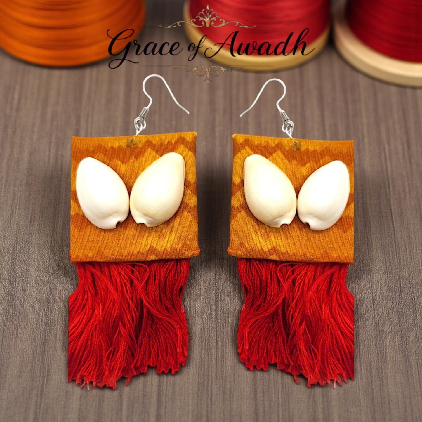 Gehna-e-Samundar | Cowrie Shell Fabric Tassel Earrings – Heritage Coastal Luxe