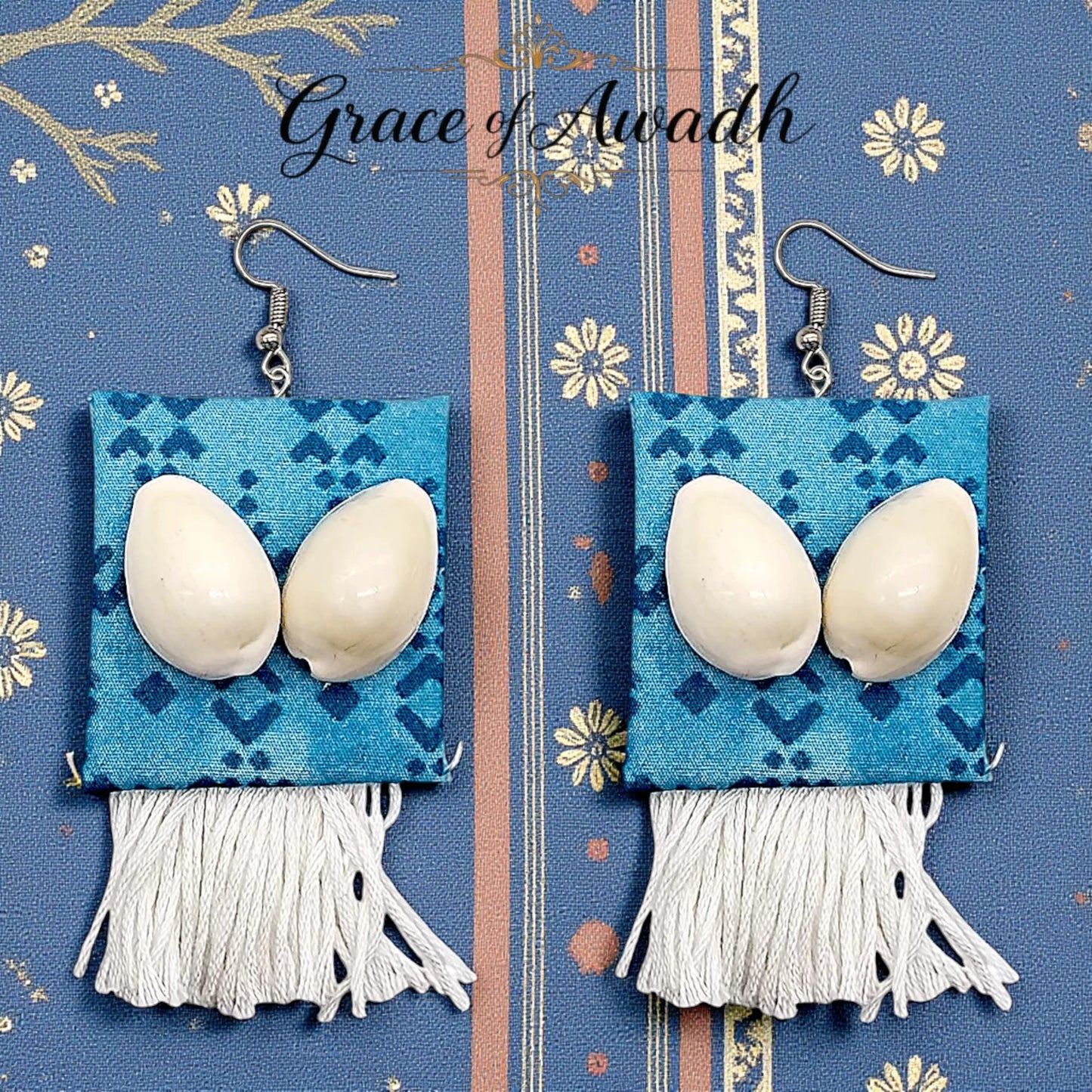 Gehna-e-Samundar | Cowrie Shell Fabric Tassel Earrings – Heritage Coastal Luxe