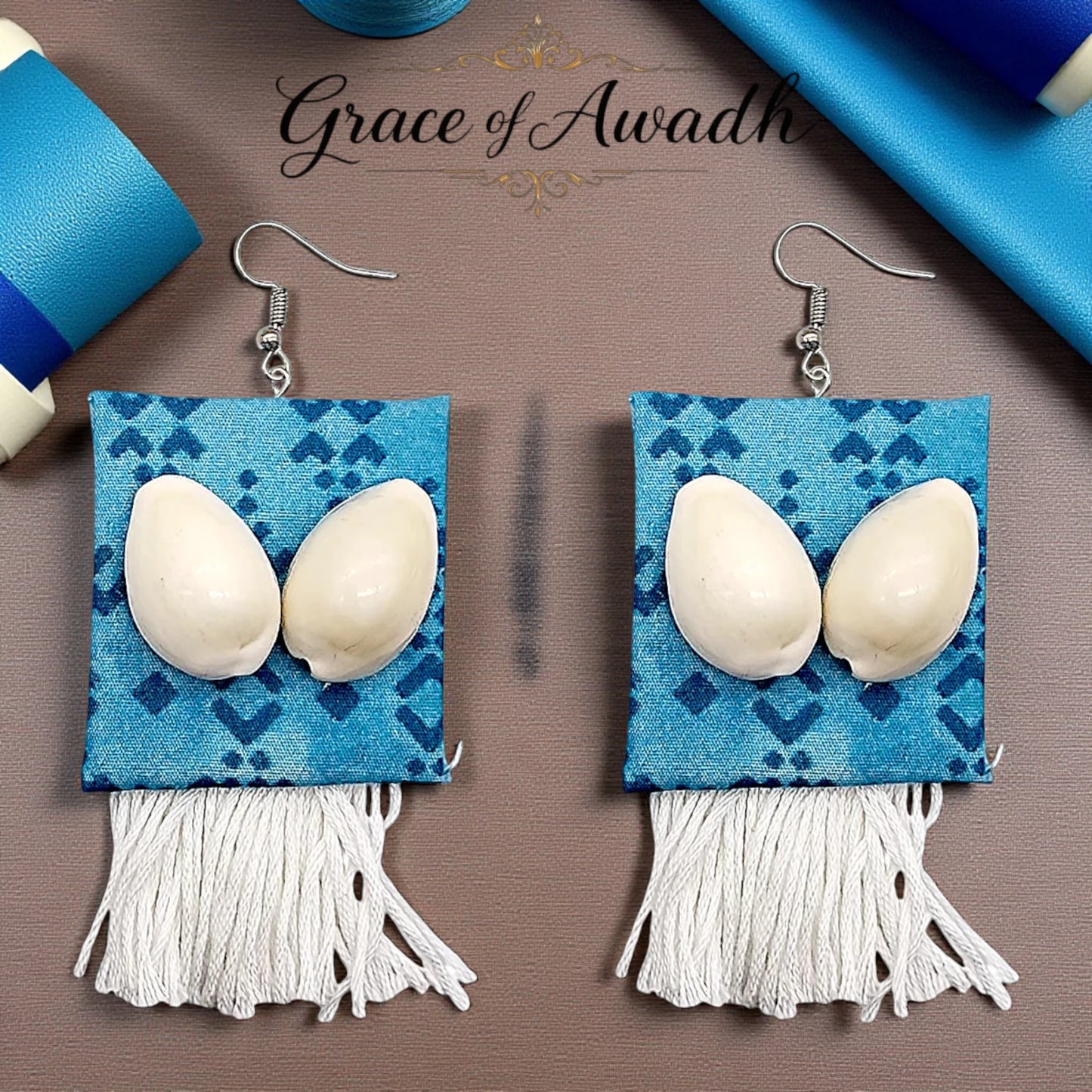 Gehna-e-Samundar | Cowrie Shell Fabric Tassel Earrings – Heritage Coastal Luxe