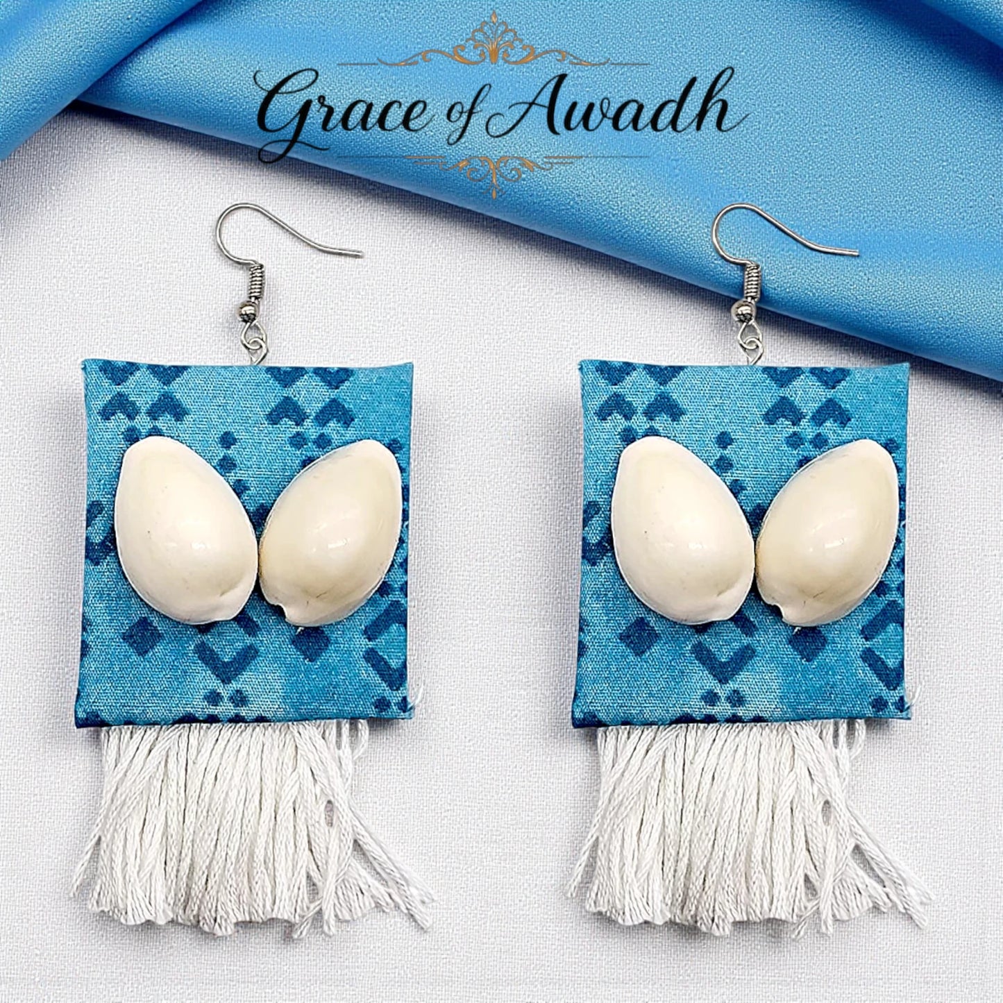 Gehna-e-Samundar | Cowrie Shell Fabric Tassel Earrings – Heritage Coastal Luxe